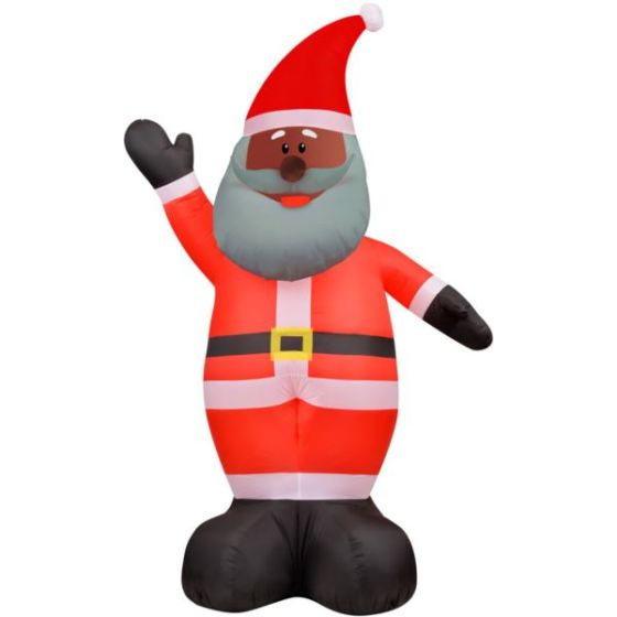 12-Ft. Tall African American Santa Claus, Prelit Outdoor Christmas Inflatable with Storage Bag