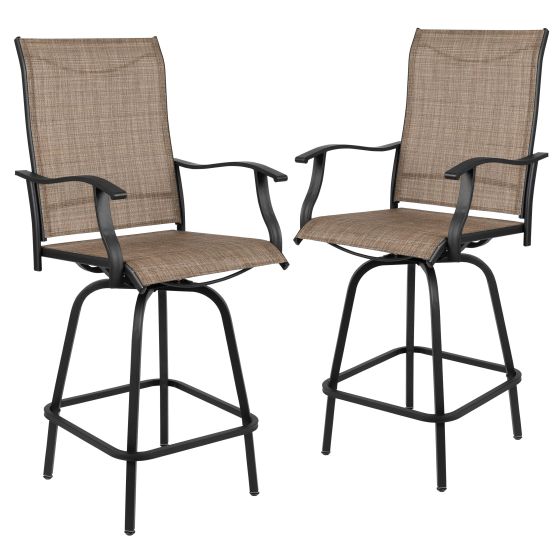 2-piece Patio Bar Stool Set: Black