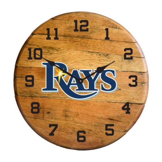 Tampa Bay Devil Rays Oak Barrel Clock
