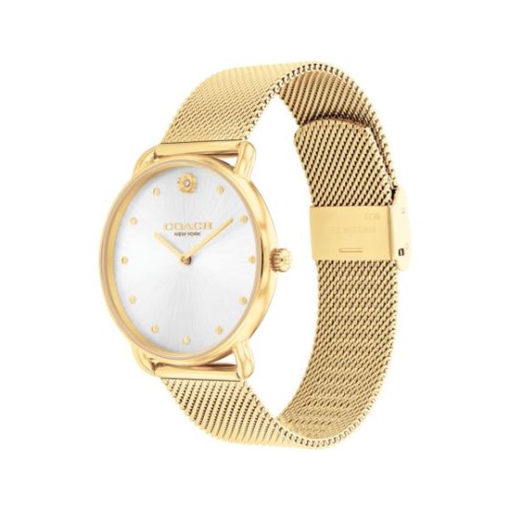 Ladies' Elliot Gold-Tone Stainless Steel Mesh Watch Silver Dial