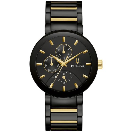 Men's Modern Futuro Stainless Steel Bracelet watch, Black dial