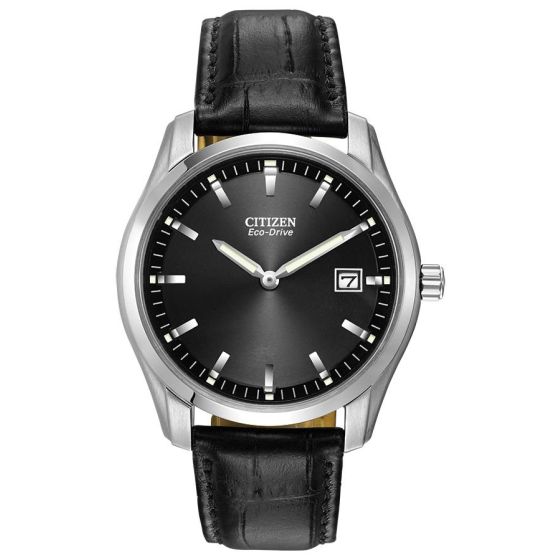 Men's Corso Eco-Drive Watch, Black Dial with Black Strap