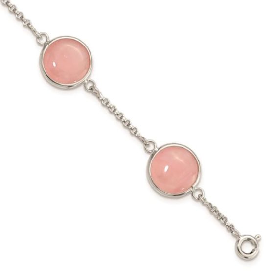 Sterling Silver Rose Quartz Bracelet