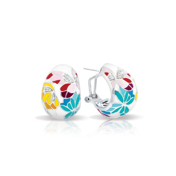Belle Etoile Butterfly Kisses -  White Enamel, White CZ Earring