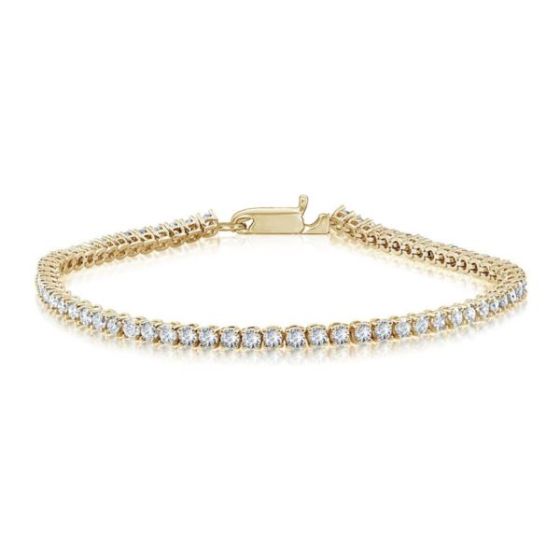 Bright White Privilege Round Lab Grown Diamond Tennis Bracelet in 14K Yellow Gold 3.00ct,EF,VS1 VS2