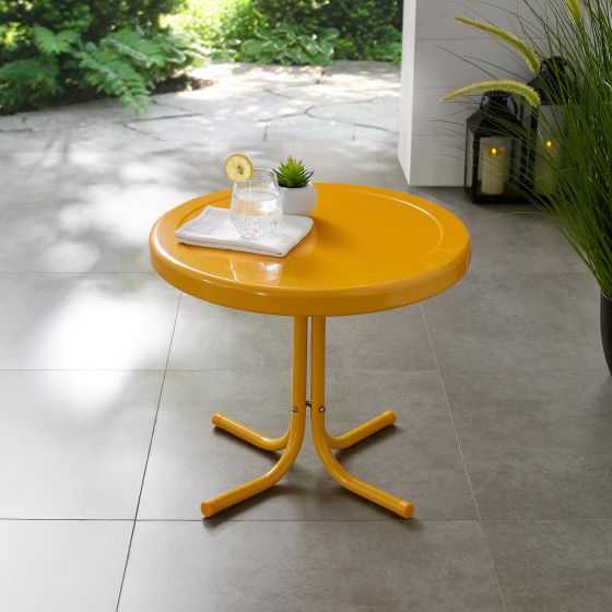 Retro Metal Side Table In Tangerine