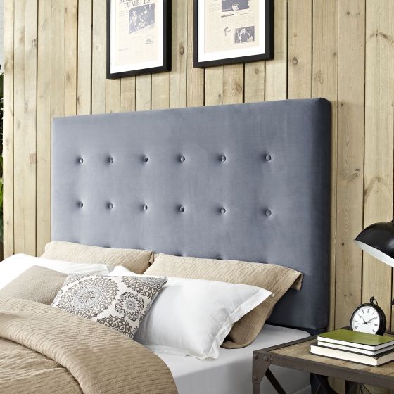 Reston Square Upholstered Full/Queen Headboard In Cornflower Microfiber