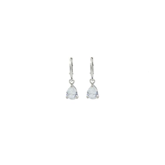 Clear CZ Teardrop Hoop Earrings