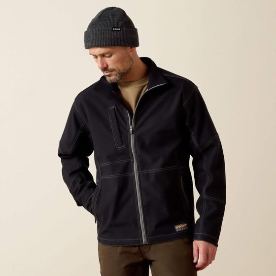 Ariat Men's Rebar Stretch Canvas Softshell Jacket-Black-XL
