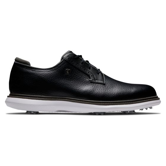 FootJoy Traditions Blucher Men's Spiked Golf Shoes - Black/White/Grey/8.5 Medium