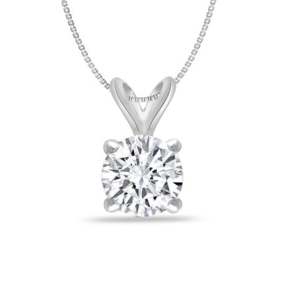 Bright White Round Lab Grown Diamond Pendant in 14K White Gold 0.45ct, Color-FG, Clarity-VVS