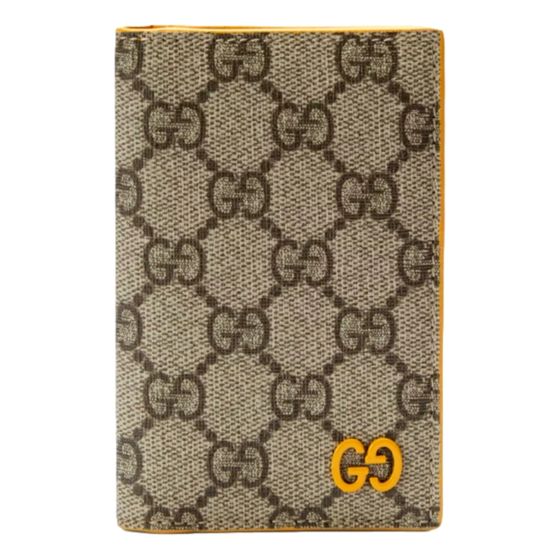 Gucci GG Supreme Canvas Vertical Bifold Wallet Yellow Beige