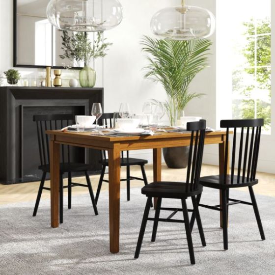 Solid Wood 47 Inch Commercial Grade Dining Table for 4 in Brown Matte Finish