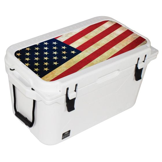50 QT White American Flag Bison Cooler