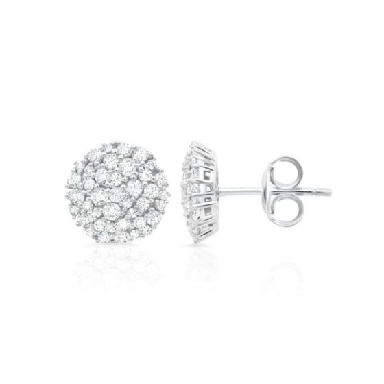 Crislu Round Glisten Stud Earrings Finished in Pure Platinum