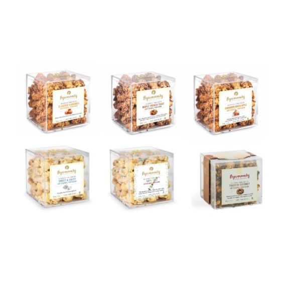 Popinsanity 6pk Popcorn in 4x4x4 Acrylic Gift Box - 6 Flavors