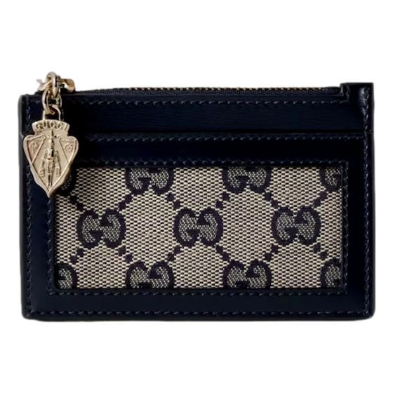 Gucci Luce GG Canvas Leather Blue Coin Purse Zip Wallet