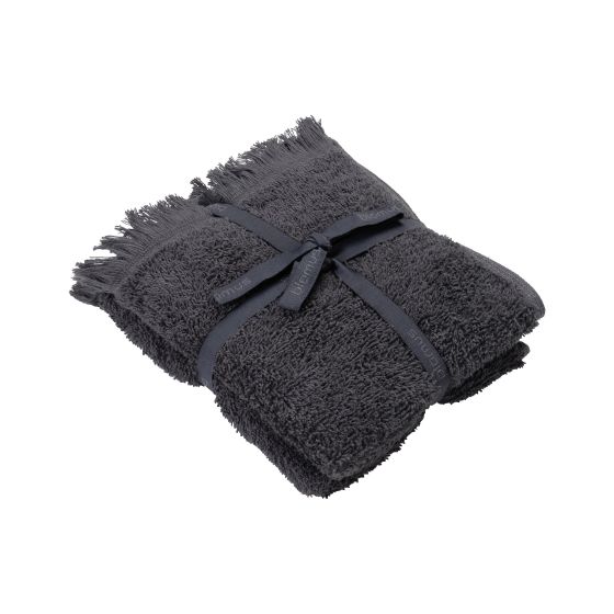 FRINO 2 Fringed Organic Cotton Terry Guest Hand Towel Set