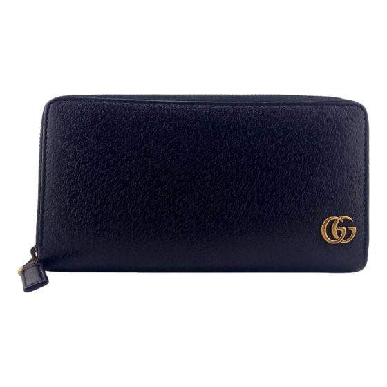 Gucci Marmont Black Leather Continental Zip Around Wallet