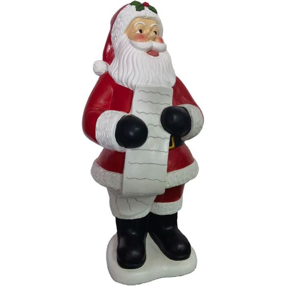 3-Ft. Traditional Santa Claus Figurine Holding a List, Resin Indoor or Covered Outdoor Holiday Decor