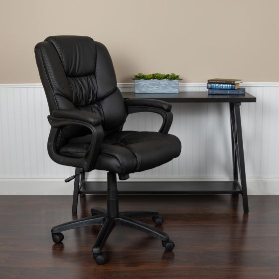 Big & Tall 400 lb. Rated Black LeatherSoft Office Chair - Executive Office Chair