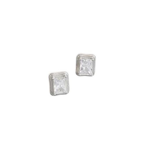 Latonia Cabella created Sterling Silver Rectangular Shaped AAA CZ Stud Earrings