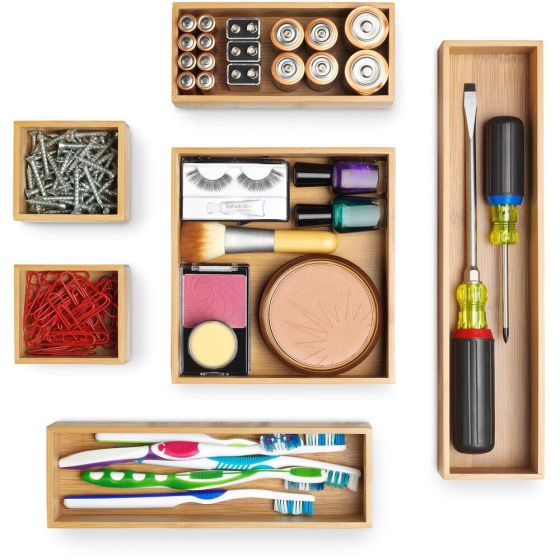 Set of 6 Bamboo Drawer Organizers