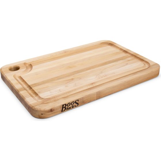 Maple Reversible Cutting Board with Groove and Finger Hole, 18'' x 12'' x 1.25''