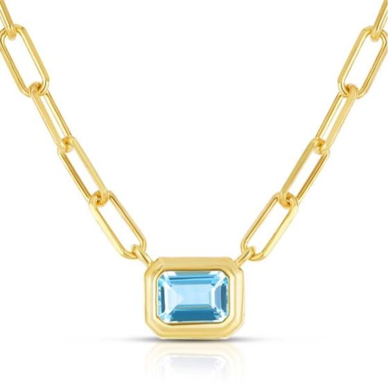 Blue Topaz Paperclip Necklace