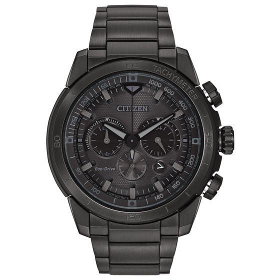 Men's Ecosphere Eco-Drive Watch, Black SS with Black Dial