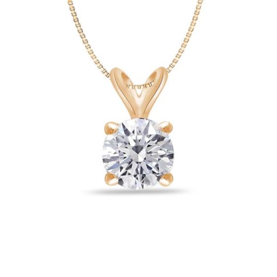 Bright White Round Lab Grown Diamond Pendant in 14K Yellow Gold 0.25ct, Color-FG, Clarity-VS