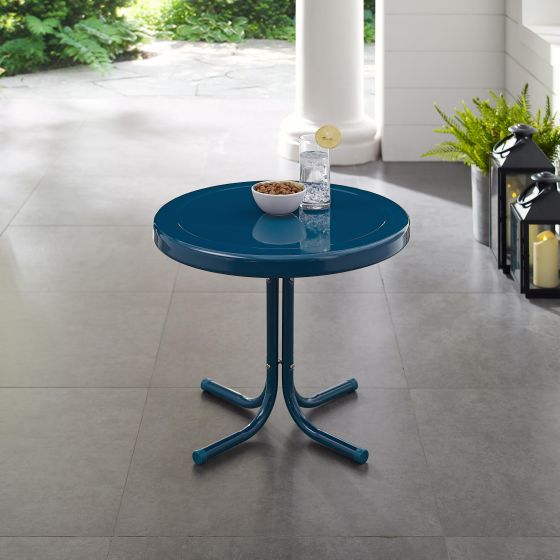 Retro Metal Side Table In Navy