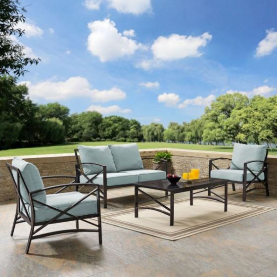 Kaplan 4Pc Outdoor Loveseat Patio Furniture Set