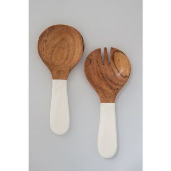 Jeanne Fitz Wood + White Collection Acacia Wood Salad Servers