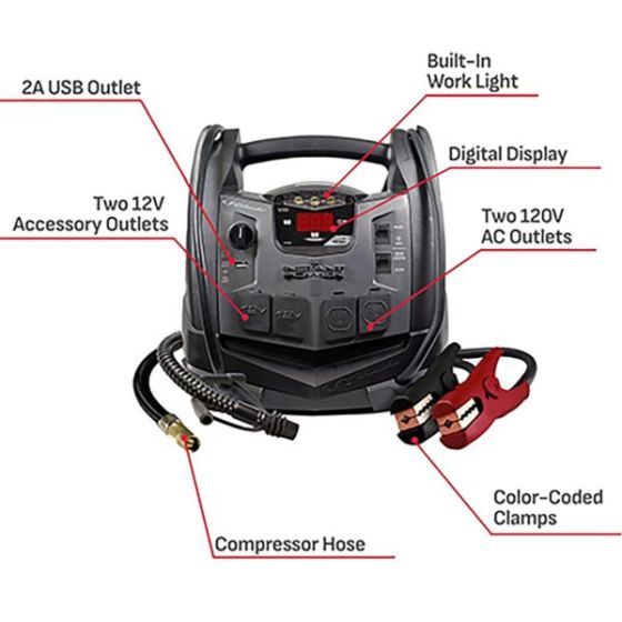Schumacher 1500 Peak Amp Portable Power Jump Starter + AC/12V DC/USB Power