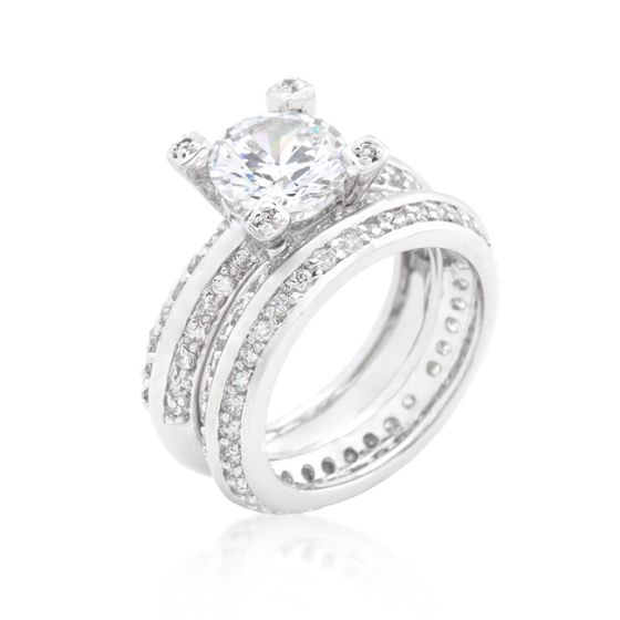 Round Cut Cubic Zirconia Ring Set
