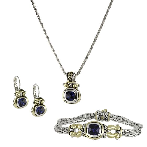 An elegant set with 3 Components.K5092-A203 Pendant + F5093-A203 Earrings + B5091-A20S. Bracelet
