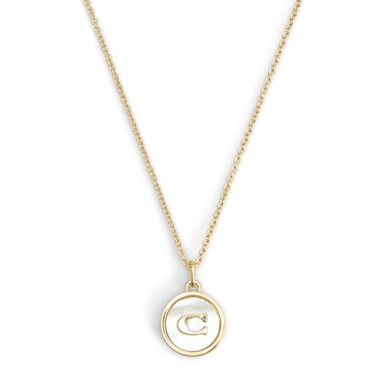 Mother of Pearl Coin Pendant - Cream/Gold