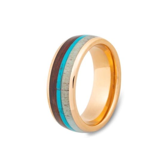 Finn - Tungsten, Turquoise, and Koa no Ring Size 8