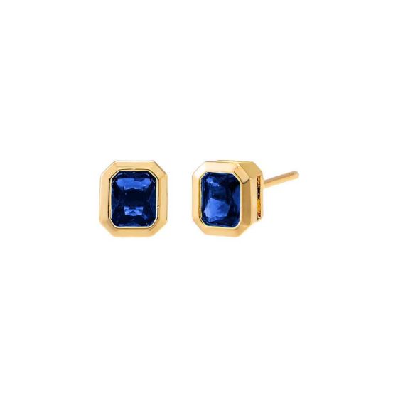 Colored Bezel Baguette Stud Earring