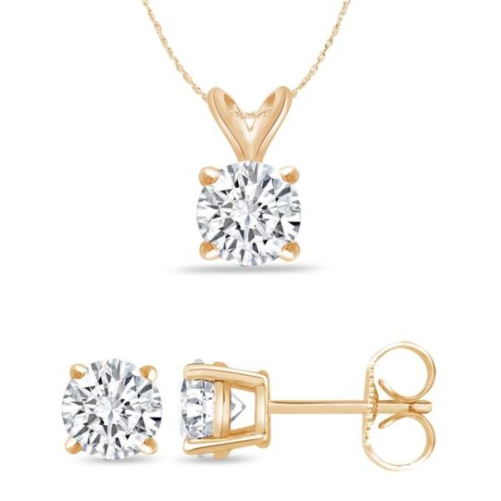 Bright White Round Lab Grown Diamond Set  in 14K Yellow Gold 1.00ct, Color-FG, Clarity-VVS