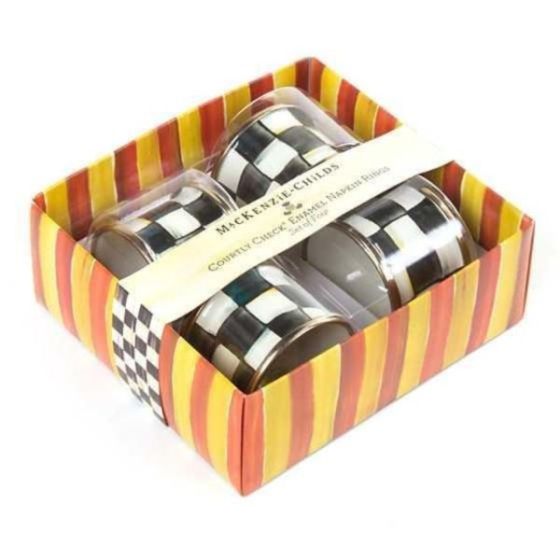 Courtly Check Napkin Rings, Set of 4
