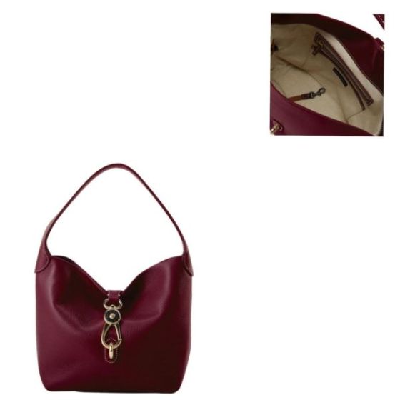 Lucca Leather Logo Lock Hobo