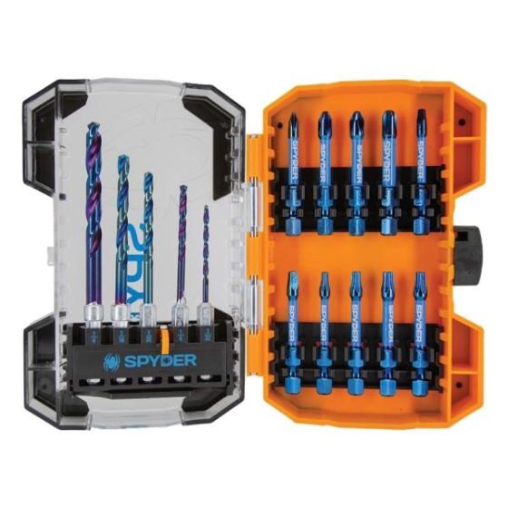 Spyder 15-Piece Mach Blue Drill And Impact Driver Bit Kit