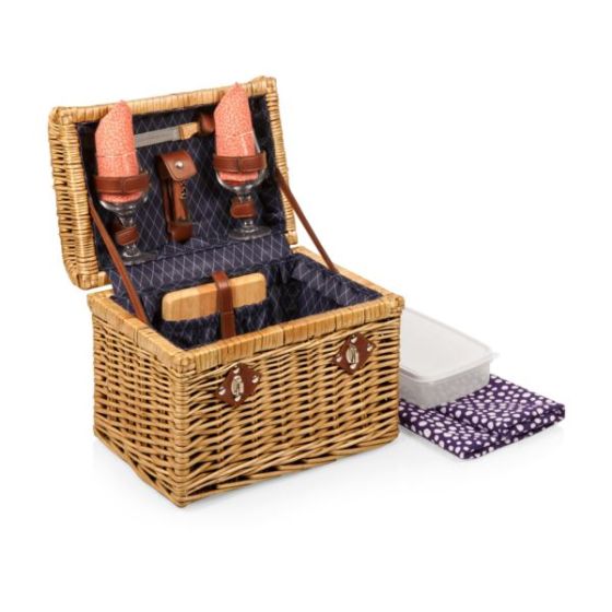 Napa Basket - Adeline Collection - Deep Purple with Coral Pattern