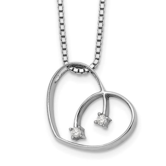 Sterling Silver White Ice Diamond Heart Necklace