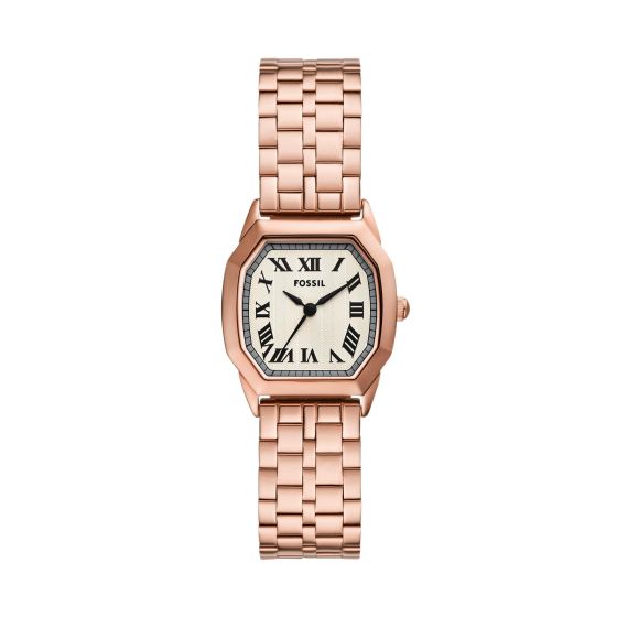 Ladies Harlow Rose Gold-Tone Stainless Steel Octagon Watch Cream Dial