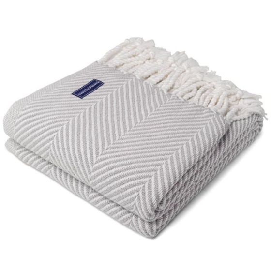 Faribault Mill Monhegan Cotton Throw w/Fringe - Dove Gray