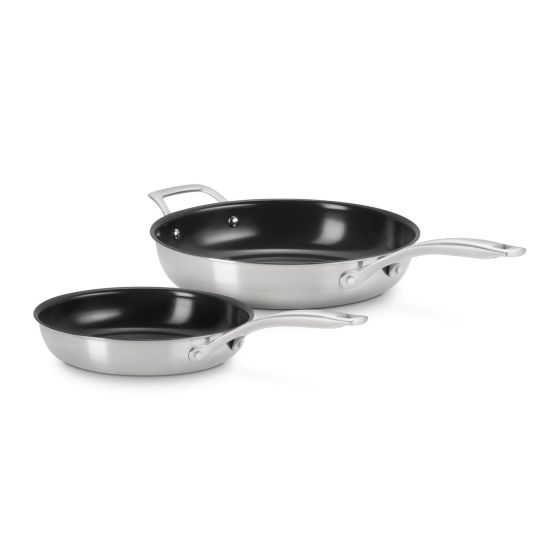 2pc Essential Stainless Steel Nonstick Fry Pan Set 9.5