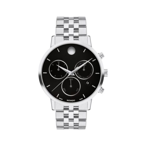 Men's Museum Classic Chronograph Silver-Tone Stainless Steel Watch Black Dial